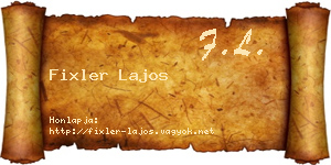 Fixler Lajos névjegykártya